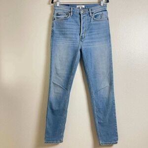 RE/DONE 90s High Rise Ankle Crop Jeans Light Wash Blue Button Fly 27 buttonfly‎